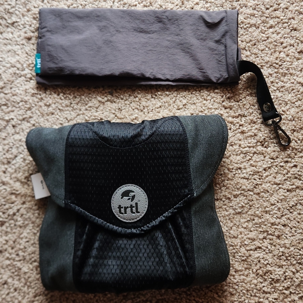 Trtl Travel Pillow and Case Set - Cool Pillow - Black and Gray